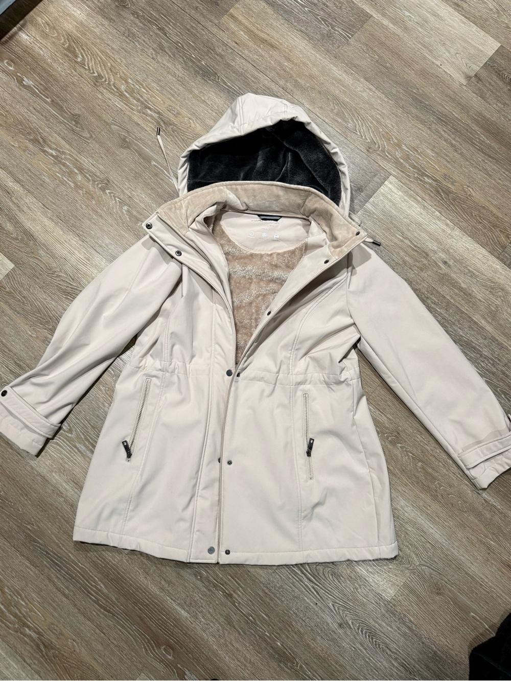 Nautica Women's Cream Hooded Trench Coat XL